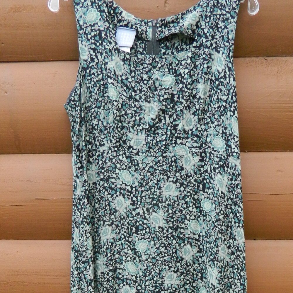 Rabbit Rabbit Rabbit Designs Maxi Dress Gown Black and Green Floral Sz 12 Rayon